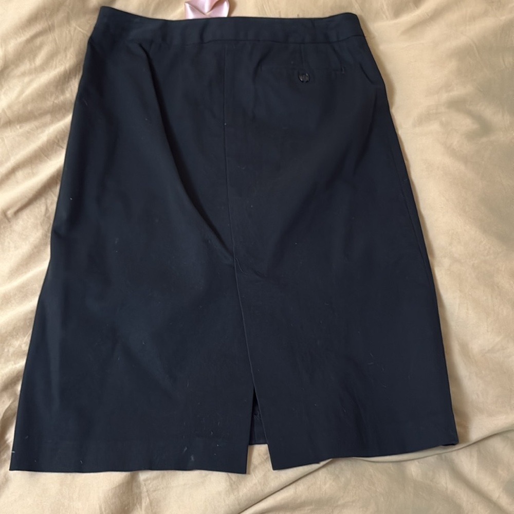 Chaiken Black Pencil Skirt with built-in Pink ribbon belting - Picture 4 of 10